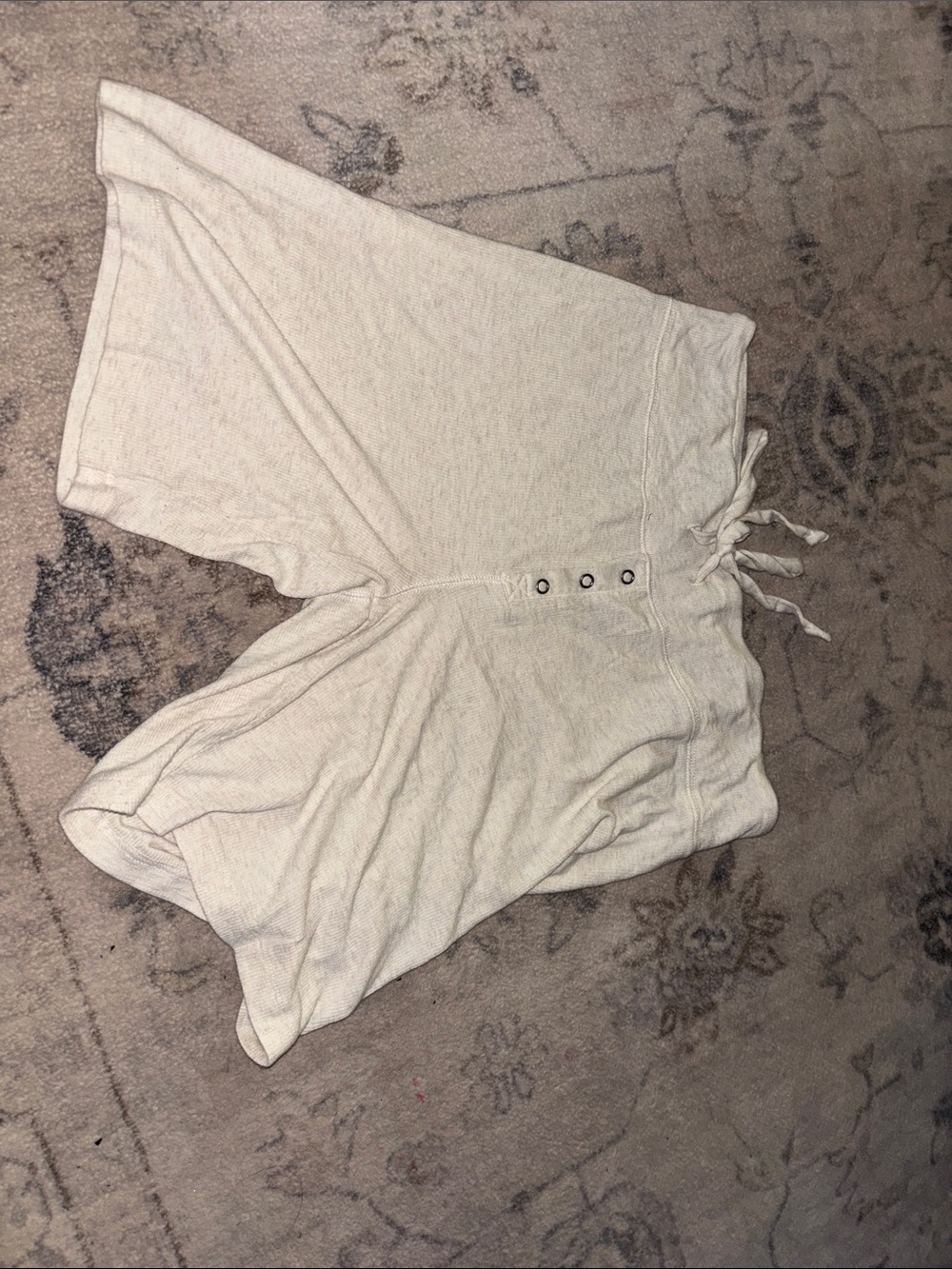 Cozy Waffle Knit Drawstring Lounge Shorts - Off White
